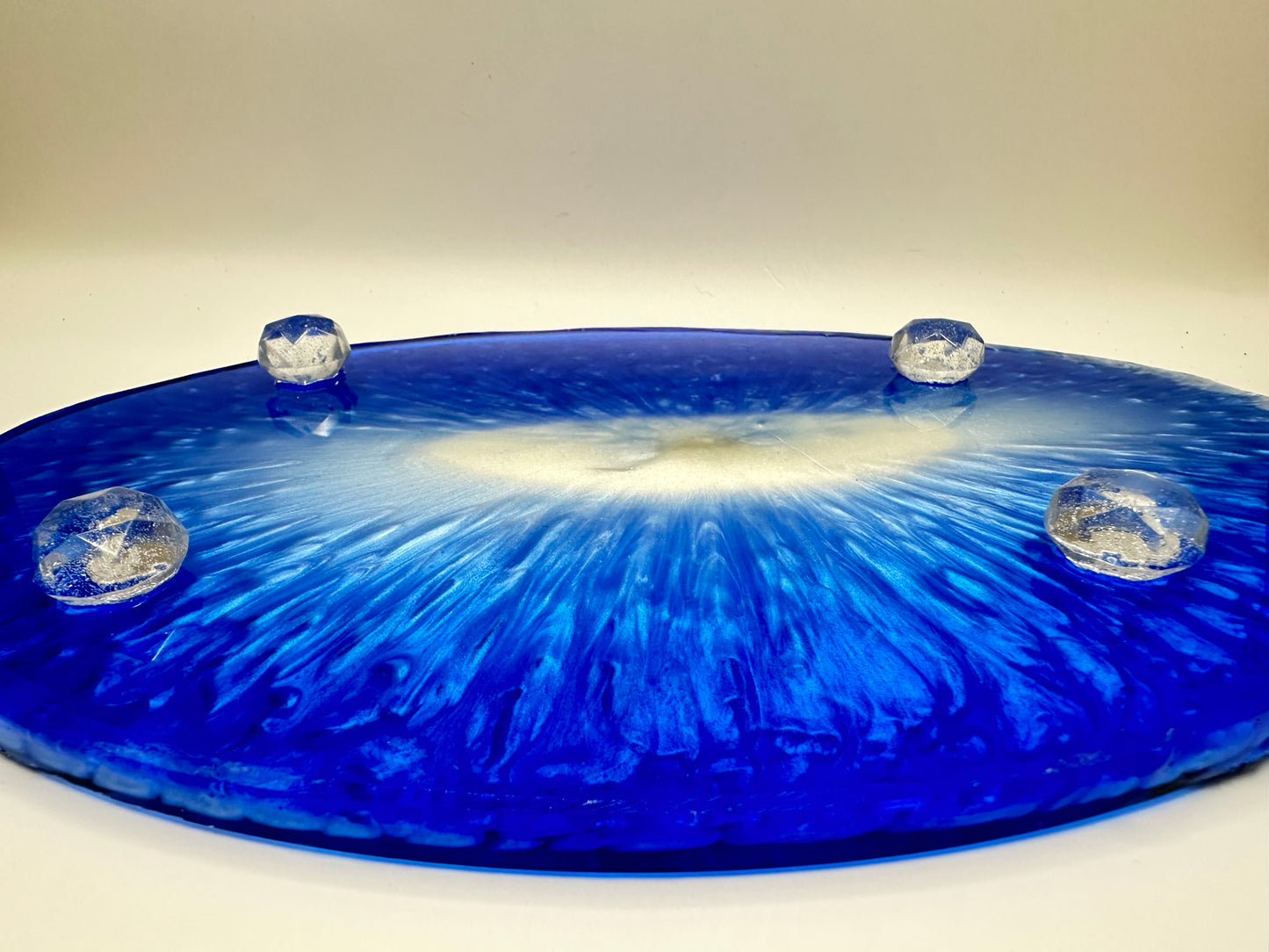 Blue oval christmas gnome tray