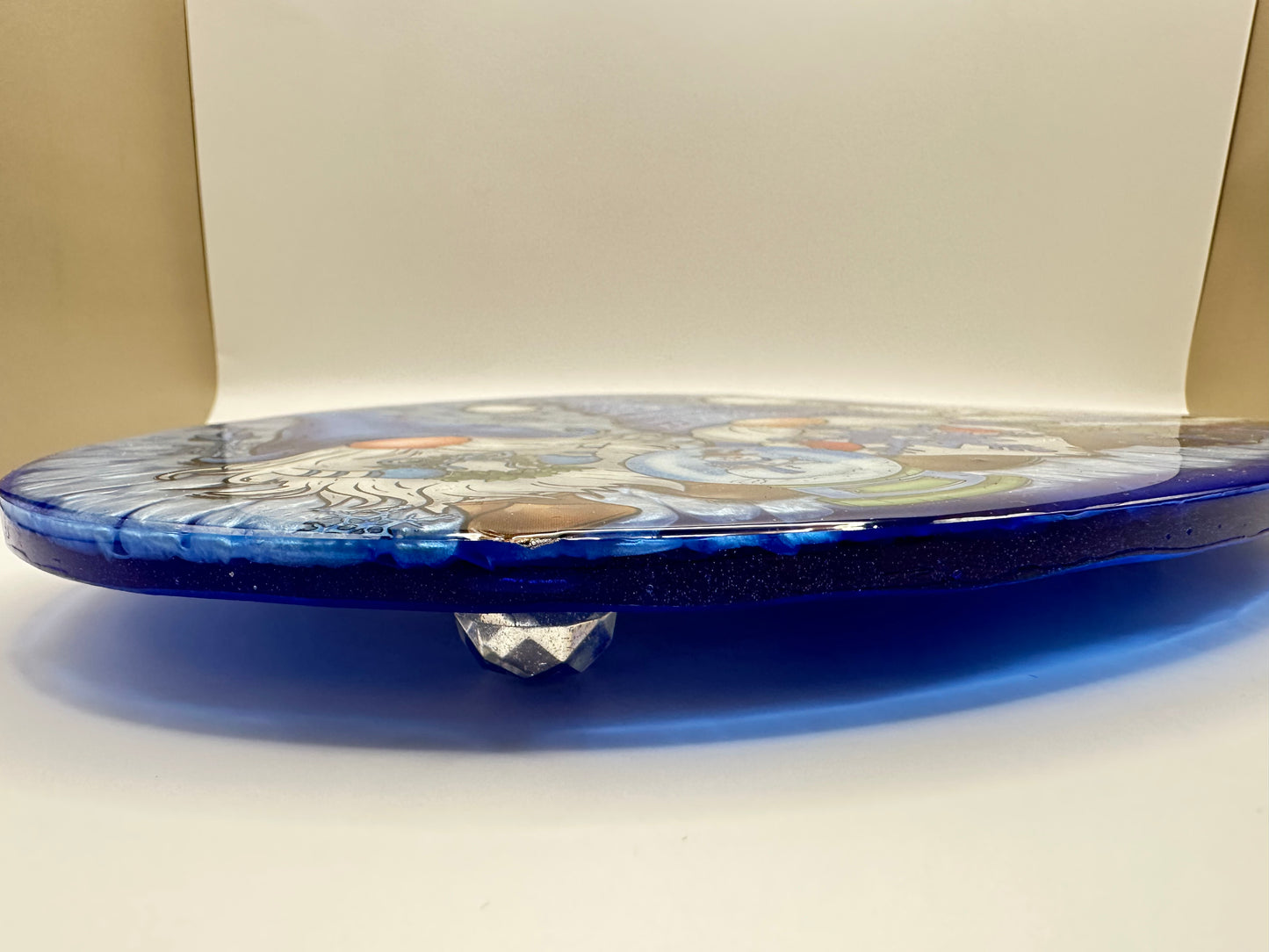 Blue oval christmas gnome tray